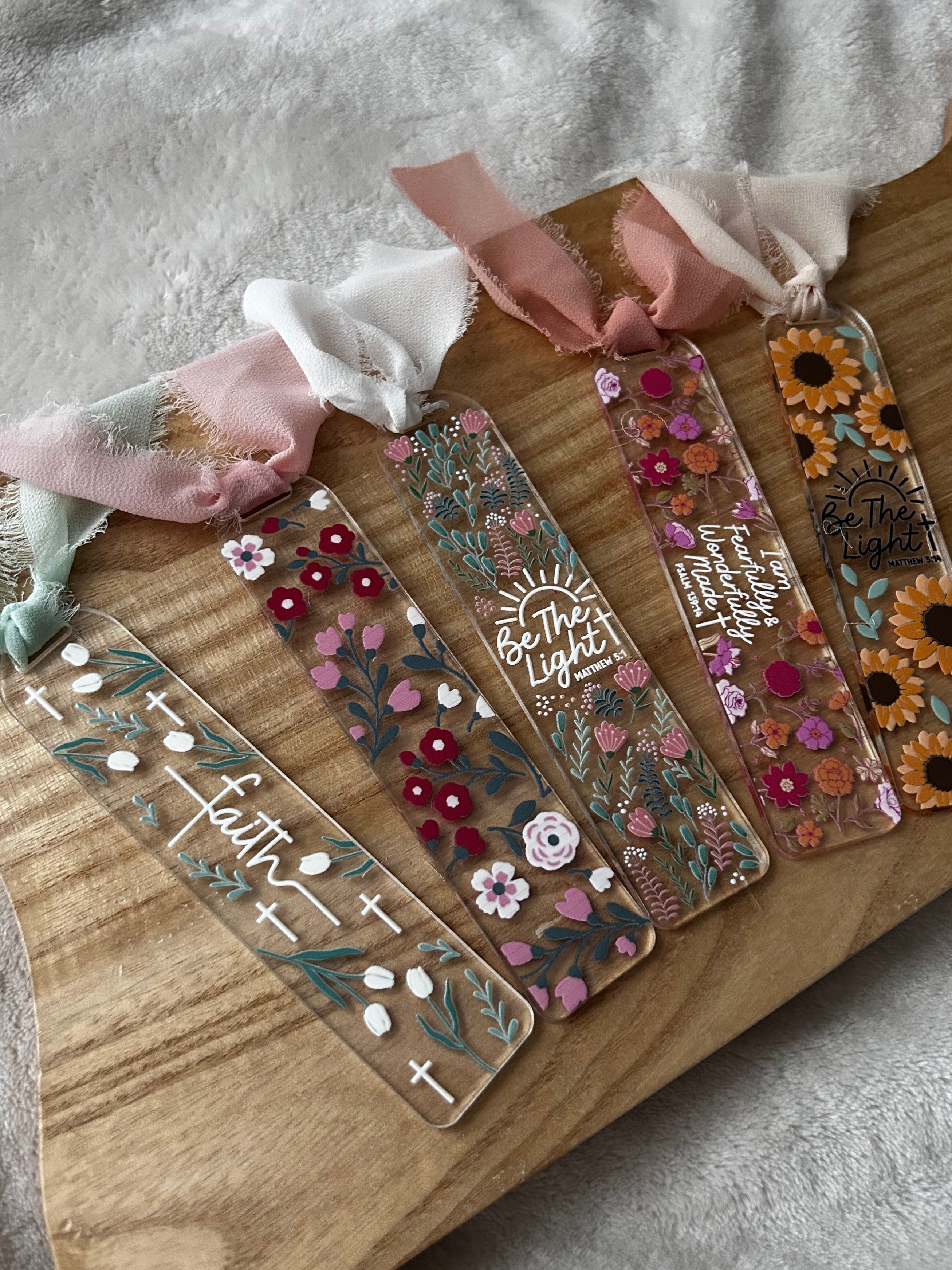 Faith White Tulip Bookmark